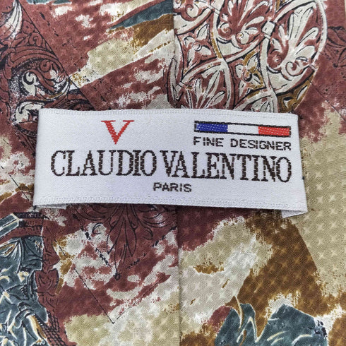 クラウディオバレンティノ CLAUDIO VALENTINO 総柄 シルク ネクタイ メンズ