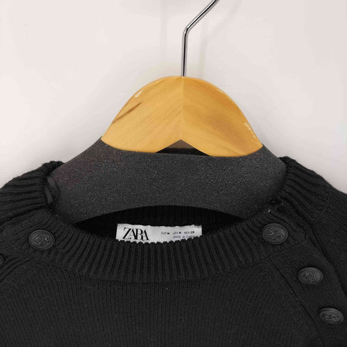 ザラ ZARA ショルダーボタン ボーダーニットトップス レディース import:M