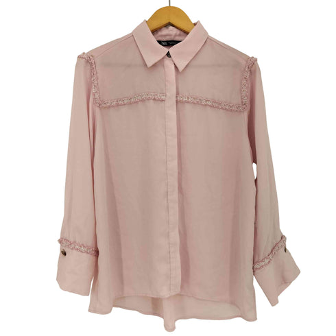 ザラ ZARA ツイードラインシャツ レディース import:M