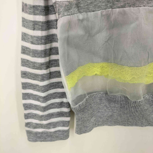 サカイラック sacai luck 14SS シースルー 異素材 切替 ボーダー コットン ニット レディース JPN:3