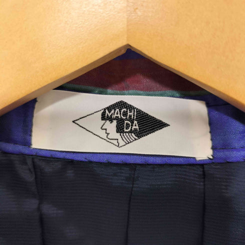 MACHIDA マルチカラーストライプ プリーツデザインハーフコート レディース