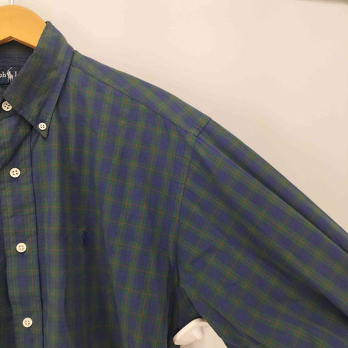 ラルフローレン RALPH LAUREN 90S BLAKE TWO-PLY COTTON タータンチェック ポニー刺繍 B.D L/S シャツ メンズ import:S