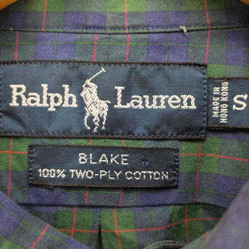 ラルフローレン RALPH LAUREN 90S BLAKE TWO-PLY COTTON タータンチェック ポニー刺繍 B.D L/S シャツ メンズ import:S