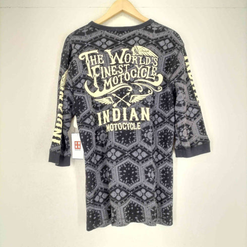 インディアンモーターサイクル INDIAN MOTORCYCLE 総柄 七分袖 サーマルカットソー メンズ import:L