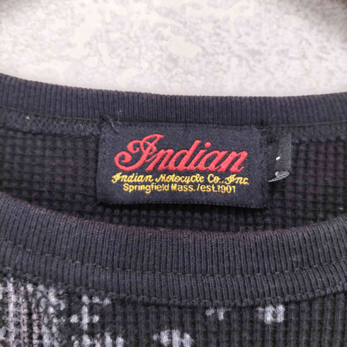 インディアンモーターサイクル INDIAN MOTORCYCLE 総柄 七分袖 サーマルカットソー メンズ import:L