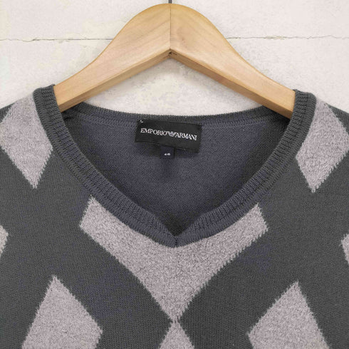 エンポリオアルマーニ EMPORIO ARMANI ダイヤパターン Vネックニット メンズ EUR:46