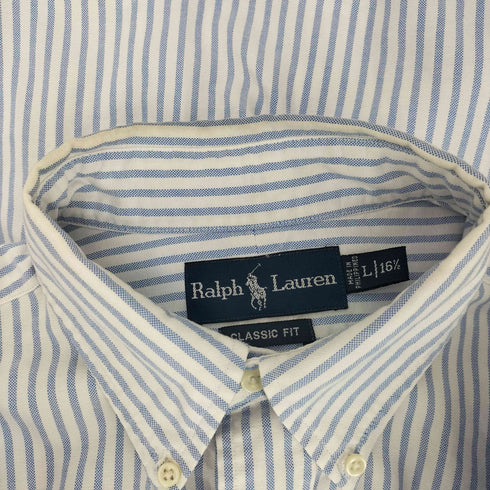 ラルフローレン RALPH LAUREN CLASSIC FIT ポニー刺しゅう ストライプ柄 ボタンダウンシャツ メンズ JPN:L