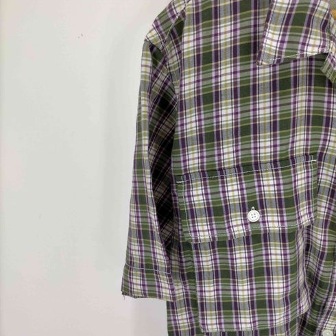 ユナイテッドアローズグリーンレーベルリラクシング UNITED ARROWS green label relaxing T/Wトロ チェック オープンカラー 半袖 シャツ メンズ JPN:M