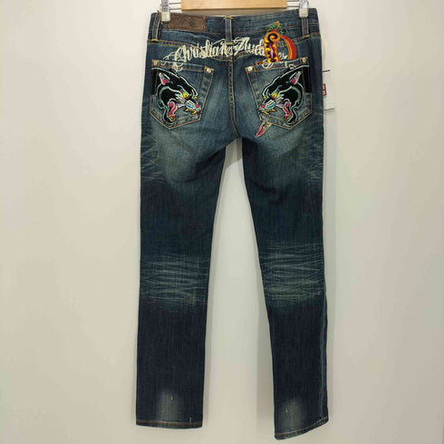 クリスチャンオードジェー CHRISTIAN AUDIGIER y2k タイガー ダガーナイフ刺繍 デニムパンツ レディース 27×33