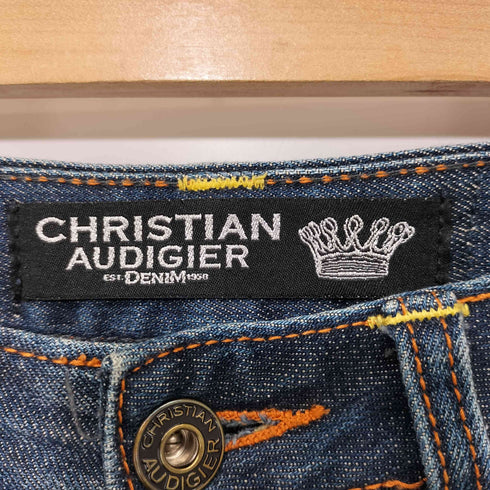 クリスチャンオードジェー CHRISTIAN AUDIGIER y2k タイガー ダガーナイフ刺繍 デニムパンツ レディース 27×33