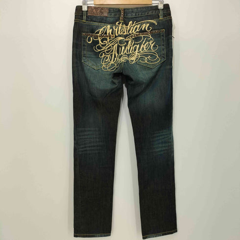 クリスチャンオードジェー CHRISTIAN AUDIGIER y2k バック刺繍 スタッズデニムパンツ レディース 28×33