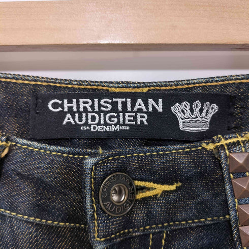 クリスチャンオードジェー CHRISTIAN AUDIGIER y2k バック刺繍 スタッズデニムパンツ レディース 28×33