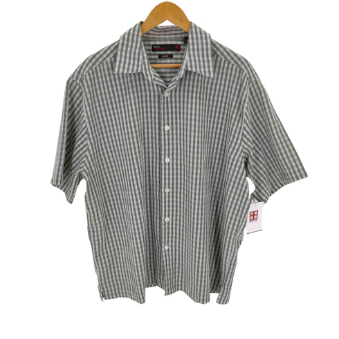 ペリーエリス PERRY ELLIS オープンカラーS/S ボックス チェックシャツ メンズ import:L