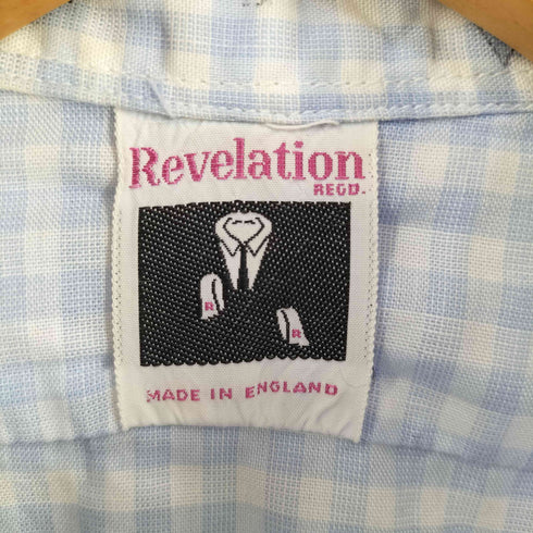 REVELATION イングランド製 ギンガムチェックシャツ ラウンドカラー メンズ