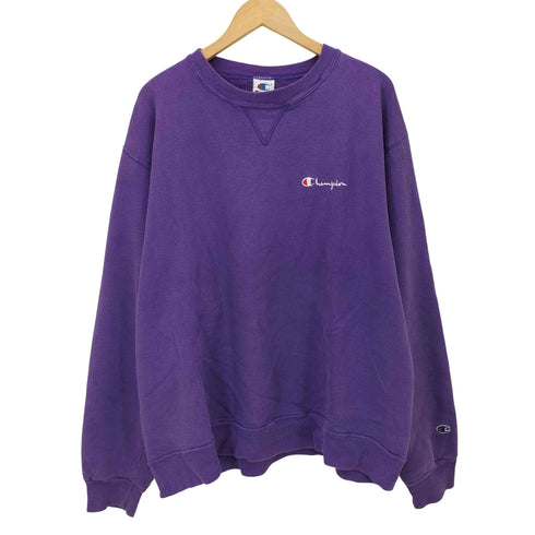 チャンピオン Champion 90-00S メキシコ製 青刺繍タグ スクリプトロゴ 刺繍 前V ガゼット クルーネック スウェット メンズ import:XXL