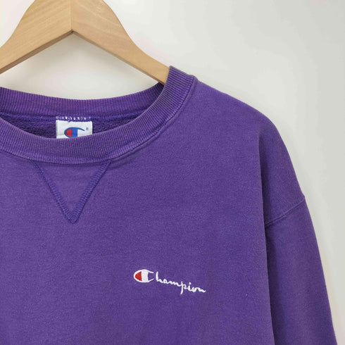 チャンピオン Champion 90-00S メキシコ製 青刺繍タグ スクリプトロゴ 刺繍 前V ガゼット クルーネック スウェット メンズ import:XXL