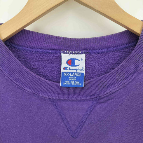 チャンピオン Champion 90-00S メキシコ製 青刺繍タグ スクリプトロゴ 刺繍 前V ガゼット クルーネック スウェット メンズ import:XXL