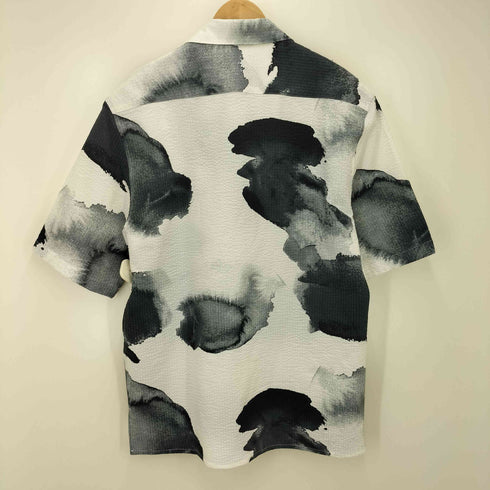 ザラ ZARA 水墨画 総柄 シアサッカー S/S シャツ メンズ import:S