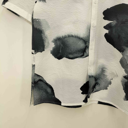 ザラ ZARA 水墨画 総柄 シアサッカー S/S シャツ メンズ import:S