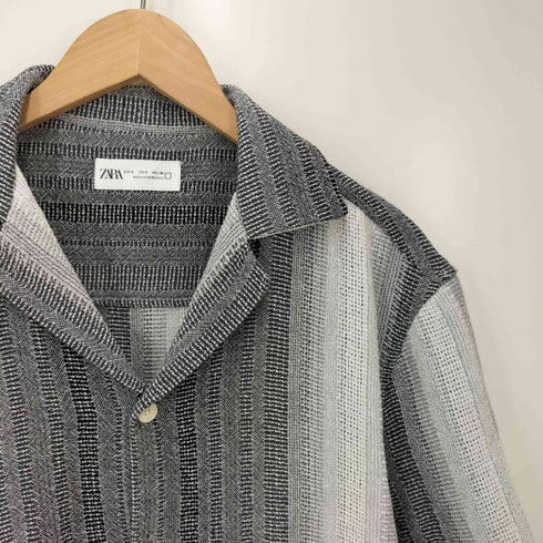 ザラ ZARA GRADIET STRIPED SHIRT オープンカラー ストライプ S/S シャツ メンズ import:S