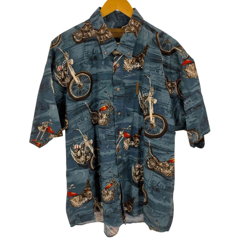 CLEAR WATER バイクプリント コットン半袖シャツ メンズ JPN:XL