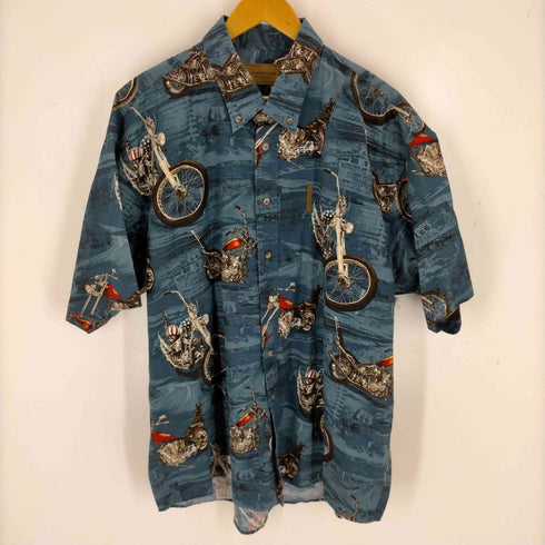 CLEAR WATER バイクプリント コットン半袖シャツ メンズ JPN:XL