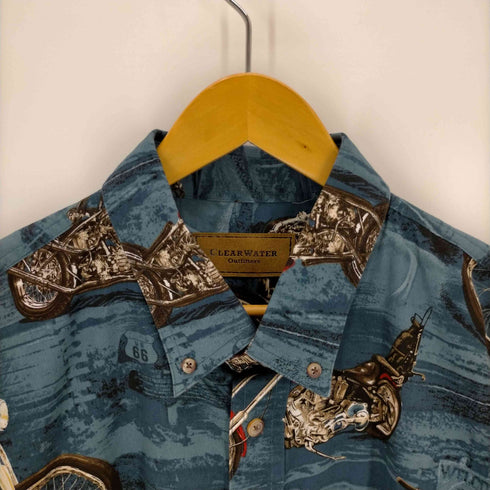 CLEAR WATER バイクプリント コットン半袖シャツ メンズ JPN:XL