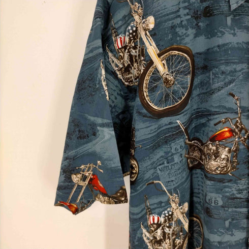 CLEAR WATER バイクプリント コットン半袖シャツ メンズ JPN:XL