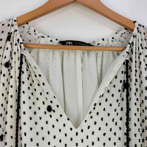 ザラ ZARA オーバーサイズ ドット メッシュ ワンピース レディース import:M