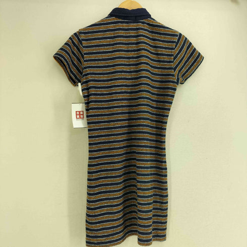 ステューシー Stussy OLD 90s USA製 紺タグ パイル地 ボーダーチュニックポロ レディース M