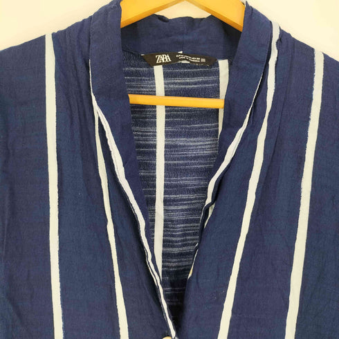 ザラ ZARA レーヨン ストライプ スキッパー シャツワンピース レディース import:M