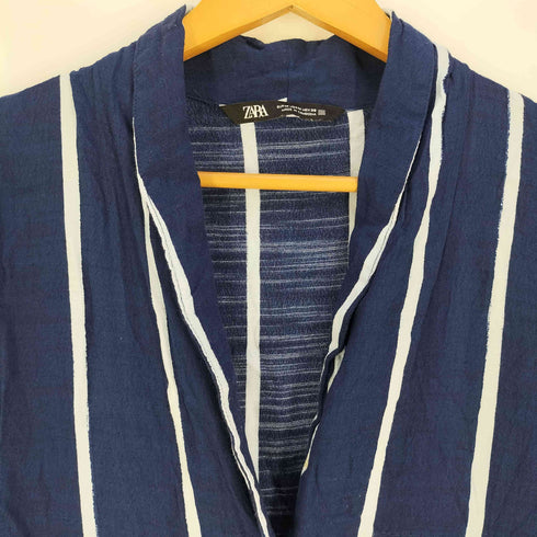 ザラ ZARA レーヨン ストライプ スキッパー シャツワンピース レディース import:M