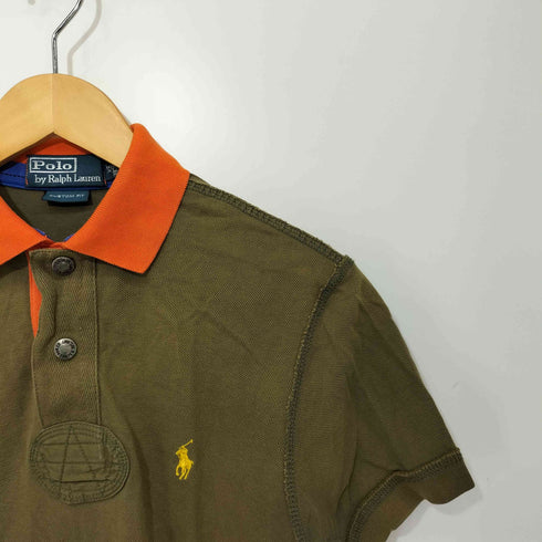 ポロバイラルフローレン Polo by RALPH LAUREN CUSTOM FIT ポニー刺繍 袖ワッペン スナップボタン S/S ポロシャツ メンズ import:XS