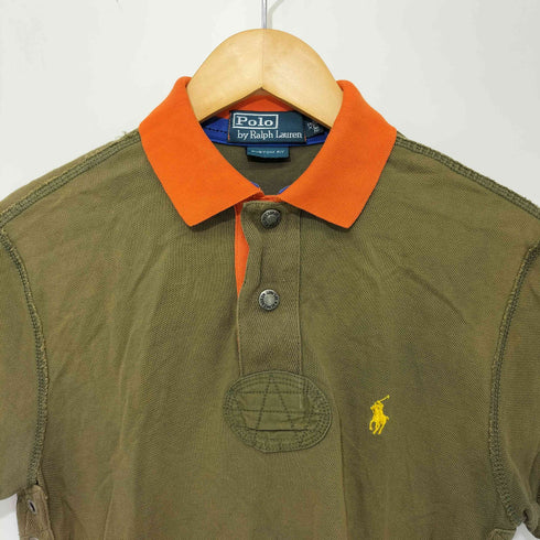ポロバイラルフローレン Polo by RALPH LAUREN CUSTOM FIT ポニー刺繍 袖ワッペン スナップボタン S/S ポロシャツ メンズ import:XS