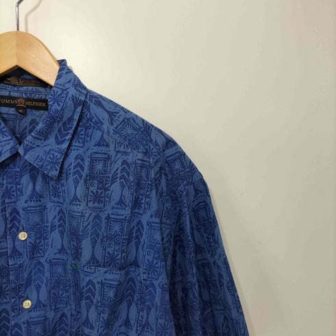 トミーヒルフィガー TOMMY HILFIGER エンブレム刺繍 総柄 半袖シャツ メンズ import:M
