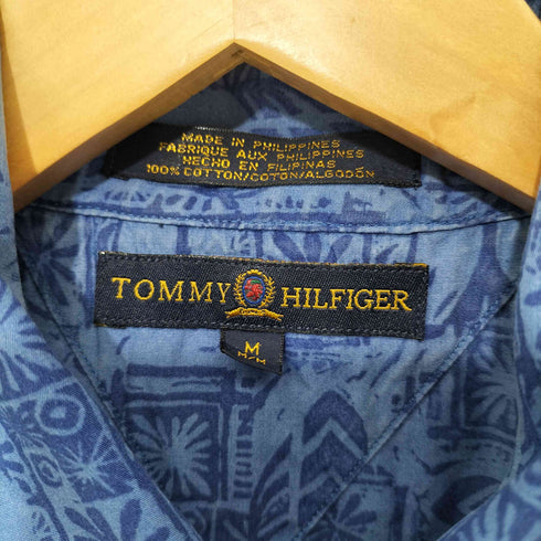 トミーヒルフィガー TOMMY HILFIGER エンブレム刺繍 総柄 半袖シャツ メンズ import:M