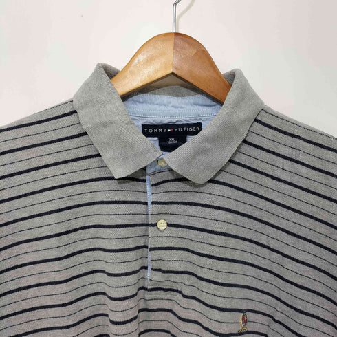 トミーヒルフィガー TOMMY HILFIGER エンブレム刺繍 ボーダー ポロシャツ メンズ import:XXL