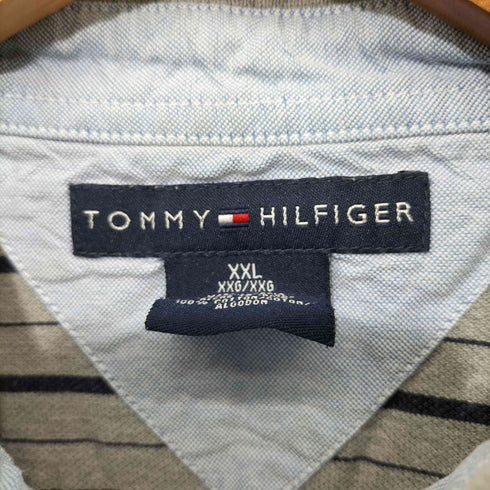 トミーヒルフィガー TOMMY HILFIGER エンブレム刺繍 ボーダー ポロシャツ メンズ import:XXL
