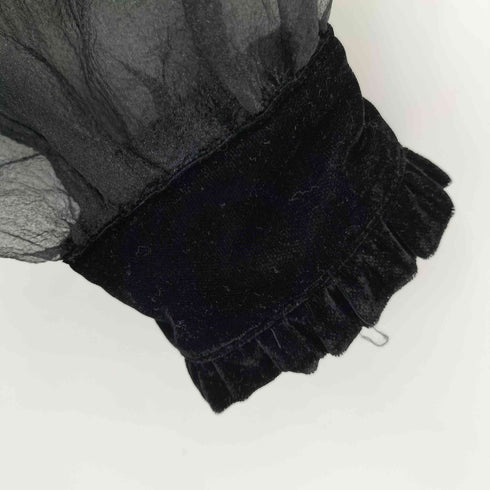 ザラ ZARA ベロア フリル シアー パフスリーブブラウス レディース import:M
