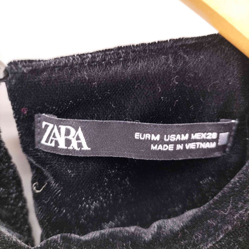 ザラ ZARA ベロア フリル シアー パフスリーブブラウス レディース import:M