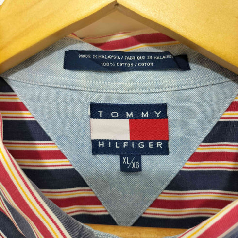 トミーヒルフィガー TOMMY HILFIGER ストライプ 半袖BDシャツ メンズ import:XL