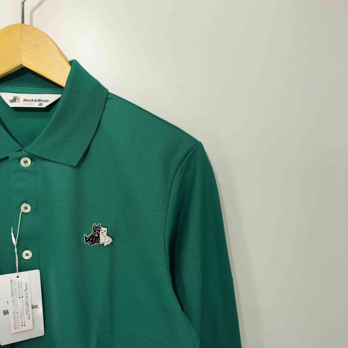 ブラックアンドホワイト BLACK&WHITE ロゴ刺繍 鹿の子 長袖ポロシャツ メンズ JPN:M