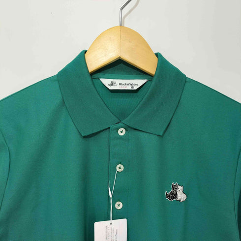 ブラックアンドホワイト BLACK&WHITE ロゴ刺繍 鹿の子 長袖ポロシャツ メンズ JPN:M
