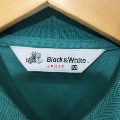 ブラックアンドホワイト BLACK&WHITE ロゴ刺繍 鹿の子 長袖ポロシャツ メンズ JPN:M