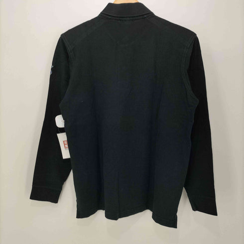 ブラックアンドホワイト BLACK&WHITE ロゴ刺繍 鹿の子 長袖ポロシャツ SLIM FIT メンズ JPN:L