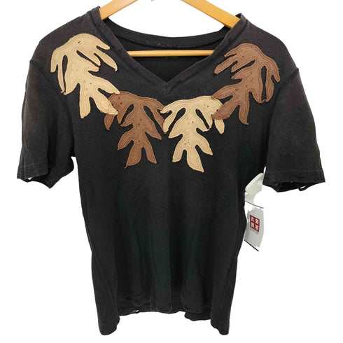 オベリスク Obelisk y2k ダメージ加工 パッチワーク ショートスリーブVネックTシャツ メンズ JPN:S