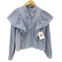ザラ ZARA フリル クロップド ストライプ L/S シャツ ブラウス レディース import:M