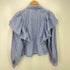 ザラ ZARA フリル クロップド ストライプ L/S シャツ ブラウス レディース import:M