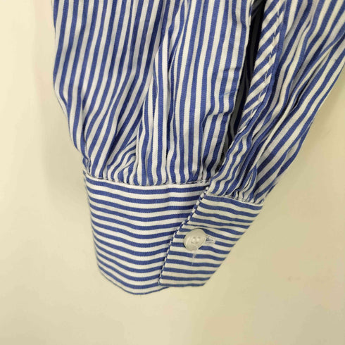 ザラ ZARA フリル クロップド ストライプ L/S シャツ ブラウス レディース import:M
