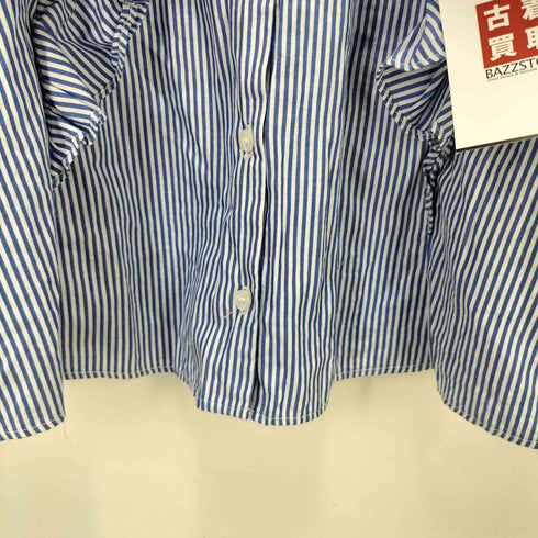 ザラ ZARA フリル クロップド ストライプ L/S シャツ ブラウス レディース import:M